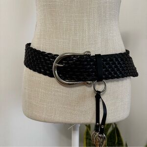 Michael Kors Braided Leather Black With MK Charms Women’s Belt Size L
